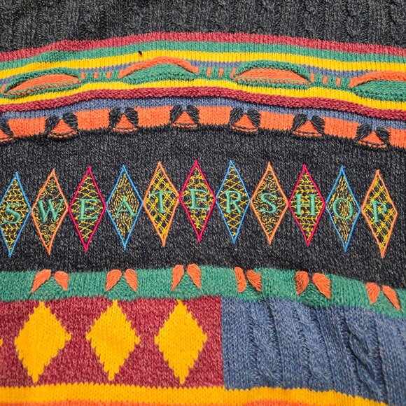 Vintage 90s The Sweater Shop Coogi Style Multicolour Knit Sweater - EUC - Picture 3 of 9